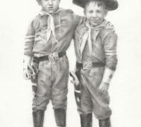 Retrato a lápiz · Foto antigua Carlos y Jorge
