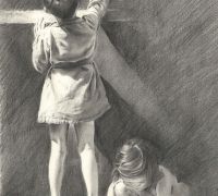 Retrato a lápiz · Escuela