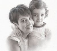 Retrato a lápiz · María y Laura