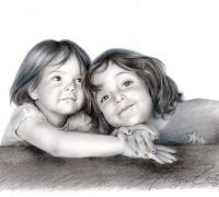 Retrato a lápiz · Natalia y Claudia