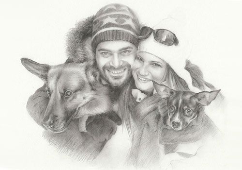 Retrato a lápiz de grupos